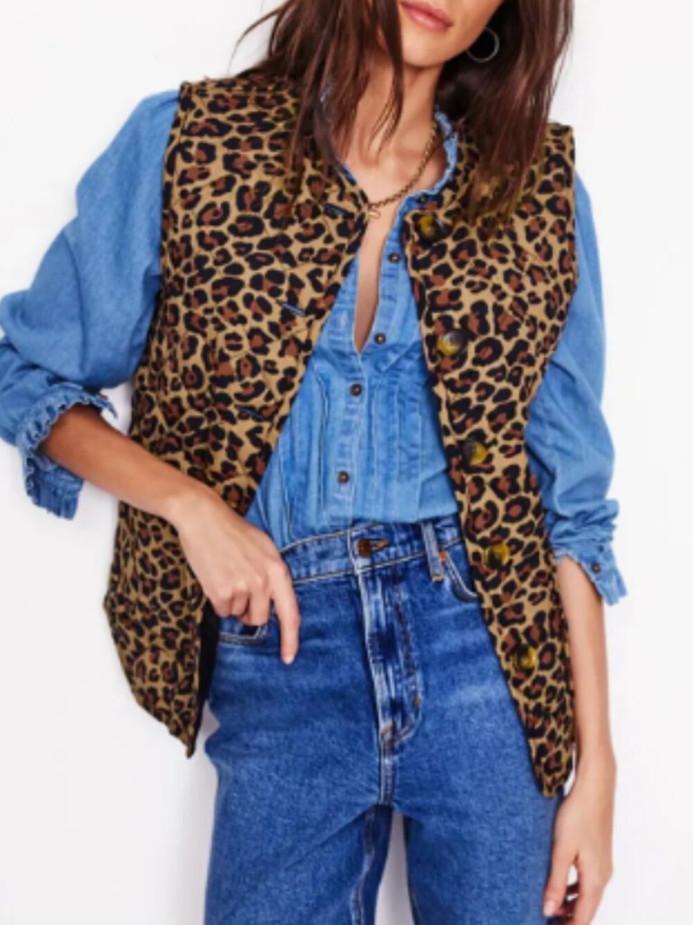Boden Quilted Gilet Leopard Vest - NWT!